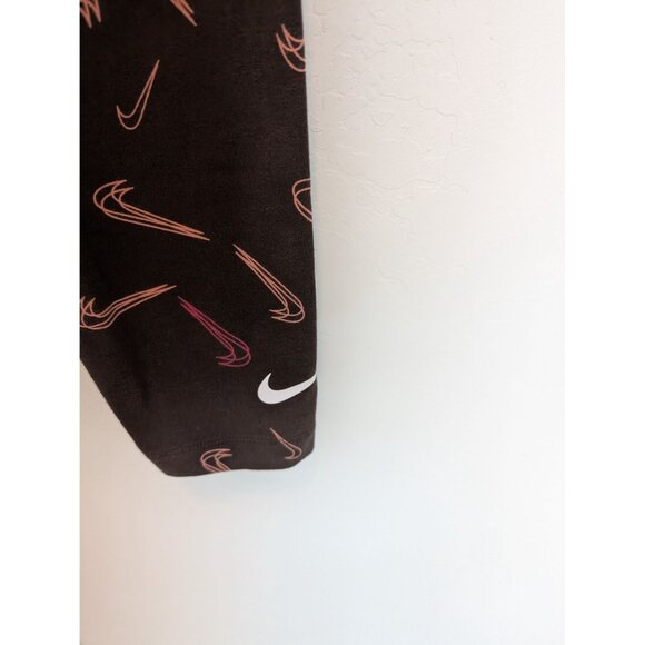 Nike Womens Brown Leggings Swoosh Print medium - Picture 2 of 5